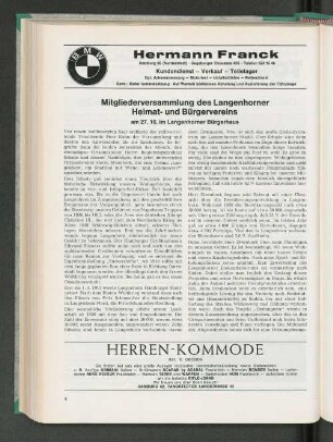 Mitgliederversammlung des Langenhorner Heimat- und Bürgervereins