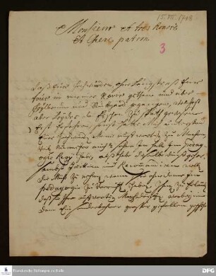 Brief von Ludwig Ferdinand Göler von Ravenspurg an August Hermann Francke.