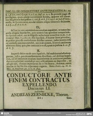 De Conductore Ante Finem Contractus Expellendo, Discursus LI. Defendens Andreas Zernecke, Thorun.