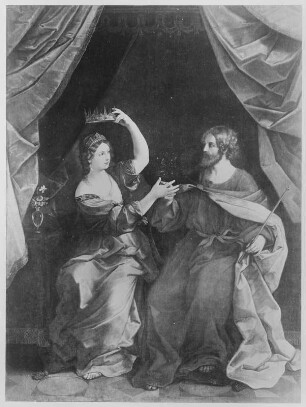 Ninus übergibt Semiramis seine Krone : Guido Reni (1575-1642). Ninus übergibt Semiramis seine Krone. Leinwand; 2,94 x 2,18 m. Gemäldegalerie Alte Meister. Kriegsverlust