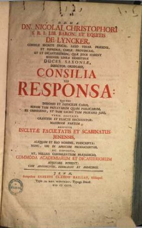 Consilia seu responsa, 1