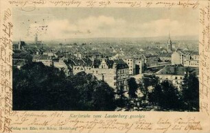 Postkartenalbum mit Motiven von Karlsruhe. "Karlsruhe vom Lauterberg gesehen"