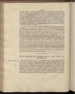 Sur la distribution de la chaleur dans les corps solides