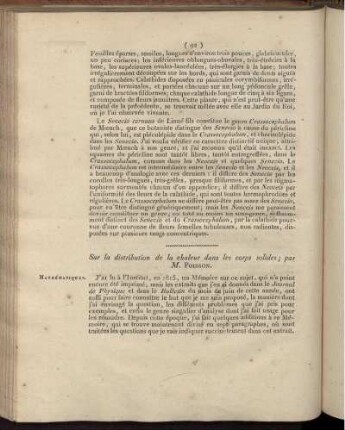 Sur la distribution de la chaleur dans les corps solides