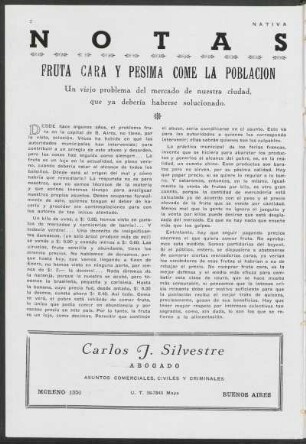 Notas - Fruta cara y pesima come la población
