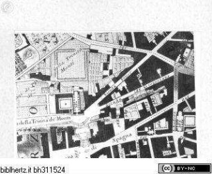 La nuova topografia di RomaTafel 2 (Nord) - Alla Santità Di Nostro Signore Papa Benedetto XIV La Nuova Topografia Di Roma Ossequiosamente Offerisce e Dedica l'Umilissimo Servo Giambattista Nolli ComascoCampo Marzio, Piazza del Popolo, Tridente