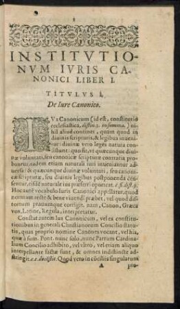 Institutionum Iuris Canonici Liber I.