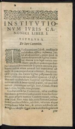 Institutionum Iuris Canonici Liber I.