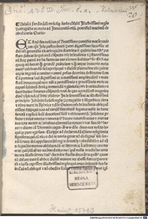 Oratio de oboedientia ad Innocentium VIII. pontificem