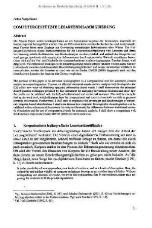 Computergestützte Lesartendisambiguierung