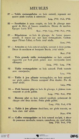 Meubles (Nr. 87-113)