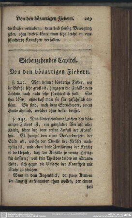 Siebenzehendes Capitel. Von den bösartigen Fiebern