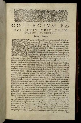 Collegium Facultatis Iuridicæ In Academia Tubingensi [...]