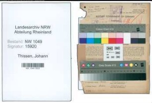 Entnazifizierung Johann Thissen , geb. 31.05.1886 (Bahnsekretaer)