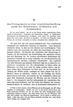 15 Aus Prolegomenis zu einer vergleichenden Grammatik des Hebräischen, Arabischen und Aramäischen.