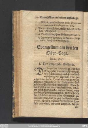 Evangelium am dritten Oster-Tage. Luc. 24, 36 - 47.