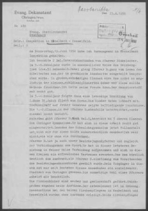 Eschelbach-Kesselfeld: Inspektionsbericht 1958