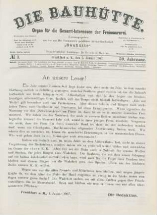 No. 1. Frankfurt a. M., den 5. Januar 1907. 50. Jahrgang.