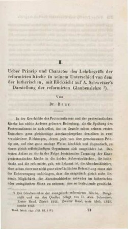 309-389 Ueber Princip und Character des Lehrbegriffs der reformirten Kirche in seinem Unterschied von dem der lutherischen, mit Rücksicht auf A. Schweizer's Darstellung der reformirten Glaubenslehre
