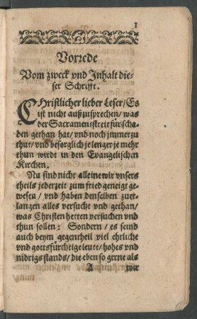 Vorrede Vom Zweck und Inhalt dieser Schrifft