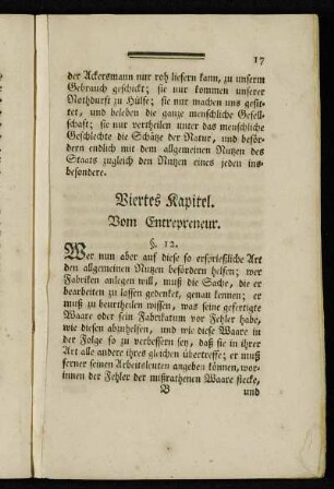 Viertes Kapitel. Vom Entrepreneur