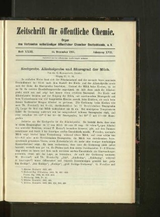 Heft XXII. 15. Dezember 1911. Jahrgang XVII.