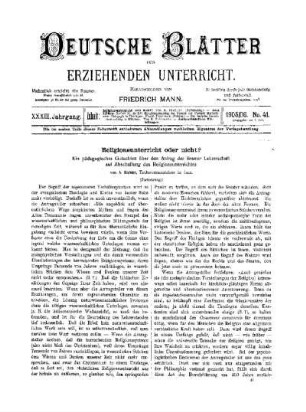 Religionsunterricht oder nicht? : ein pädagogisches Gutachten über den Antrag der Bremer Lehrerschaft auf Abschaffung des Religionsunterrichtes ; (Fortsetzung)