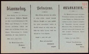 "Bekanntmachung." Verurteilung eines Einheimischen wegen Beleidigung der Obersten Heeresleitung