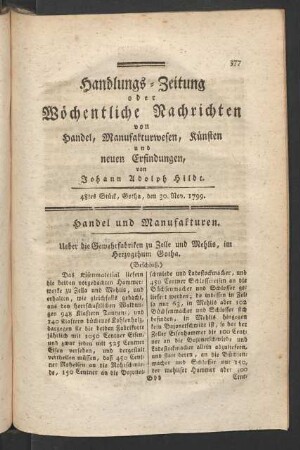 48tes Stück, Gotha, den 30. Nov. 1799.