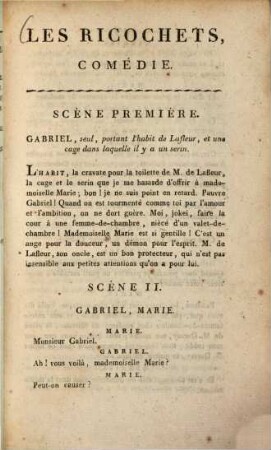 Le ricochets : comédie en un acte et en prose