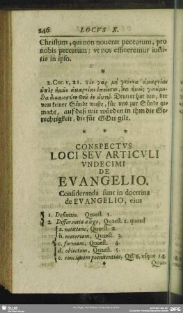 Conspectus Loci Seu Articuli Undecimi De Evangelio