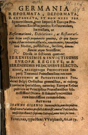 Germania reformata, deformata, restaurata