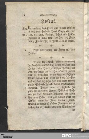 Hoseas. [Erste Unterredung]