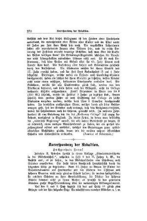 Korrespondenz der Redaktion