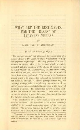 What are the best names for the "bases" of japanese verbs? by Basil Hall Chamberlain