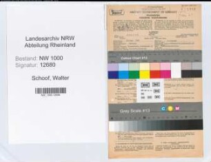 Entnazifizierung Walter Schoof, geb. 20.06.1901 (Bankbeamter)