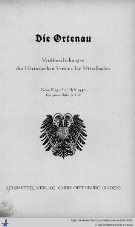 30. Heft: Die Ortenau: Zeitschrift des Historischen Vereins für Mittelbaden