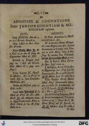 De Affinitate Et Cognatione Inter Jurisprudentiam Et Medicinam egêrunt.