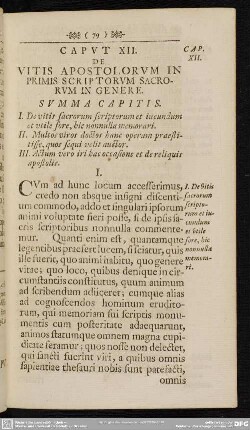 Caput XII. De Vitis Apostolorum In Primis Scriptorum Sacrorum In Genere