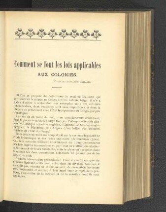Comment se font les lois applicables aux colonies