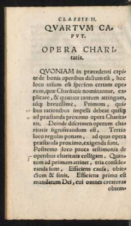 Quartum Caput. Opera Charitatis.