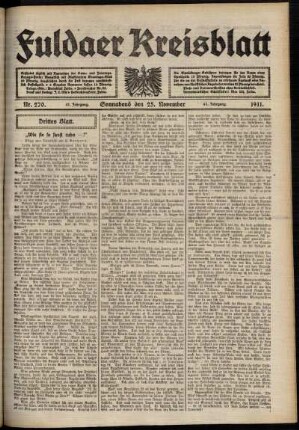 Dritte Ausgabe vom Samstag, den 25. November 1911.