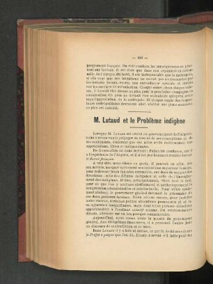 M. Lutaud et le Problème indigène.