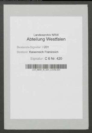 Verkauf des Metelsche Kämpchen, Bauerschaft Netter, Gemeinde Darfeld, an Franz Hartmann in Darfeld (Nr. 1610).
