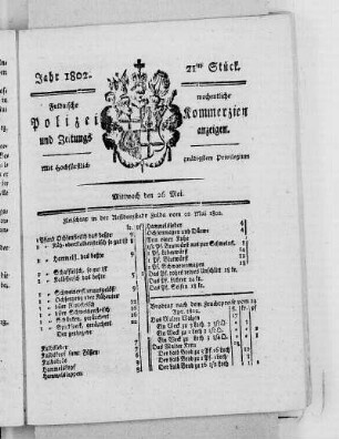 21tes Stück, Ausgabe vom 26. Mai 1802