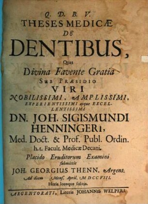 Theses med. de dentibus