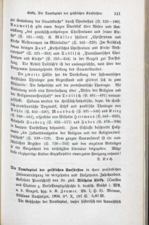 311-313 [Rezension] Kisky, Wilhelm, Die Domkapitel der geistlichen Kurfürsten in ihrer persönlichen Zusammensetzung im vierzehnten und fünfzehnten Jahrhundert