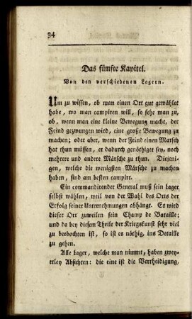 Das fünfte Kapitel. Von den verschiedenen Lagern.