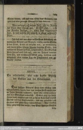 XXIIII. Ein anhaltender, aber nicht starker Abgang des Geblüts aus der Gebärmutter