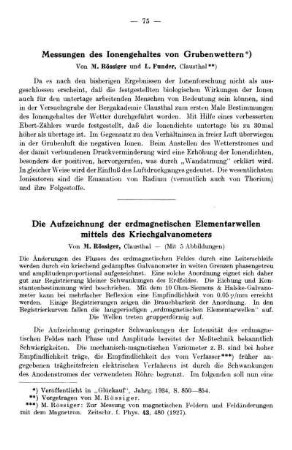 Die Aufzeichnung der erdmagnetischen Elementarwellen mittels des Kriechgalvanometers